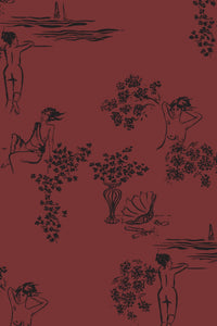 Sisters Wallpaper - Country Redwood - Sample