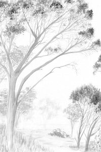 Trees Wallpaper - Black and White - Sample